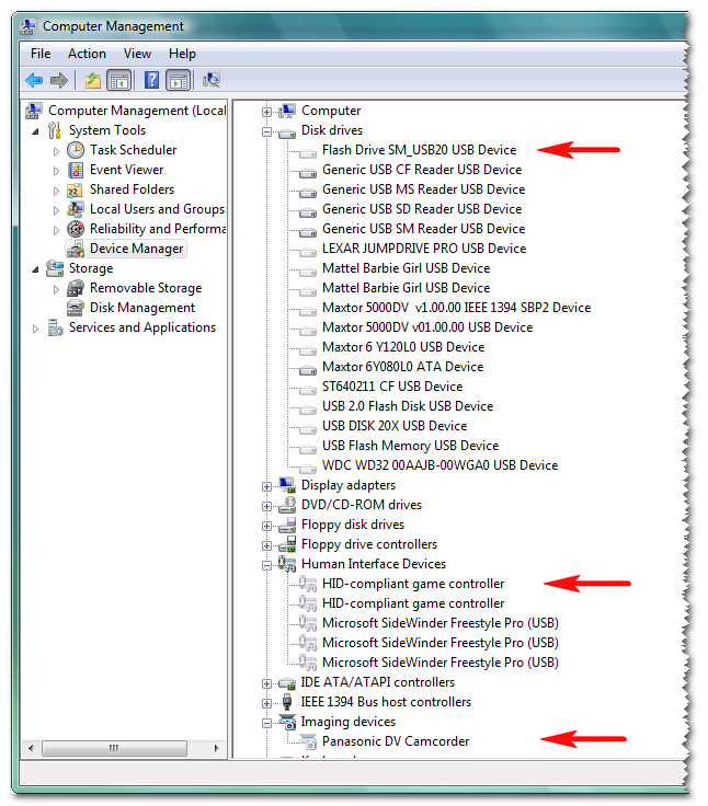 vista device manager show disconnected devices