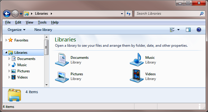donde está realmente la carpeta de la biblioteca como parte de Windows 7