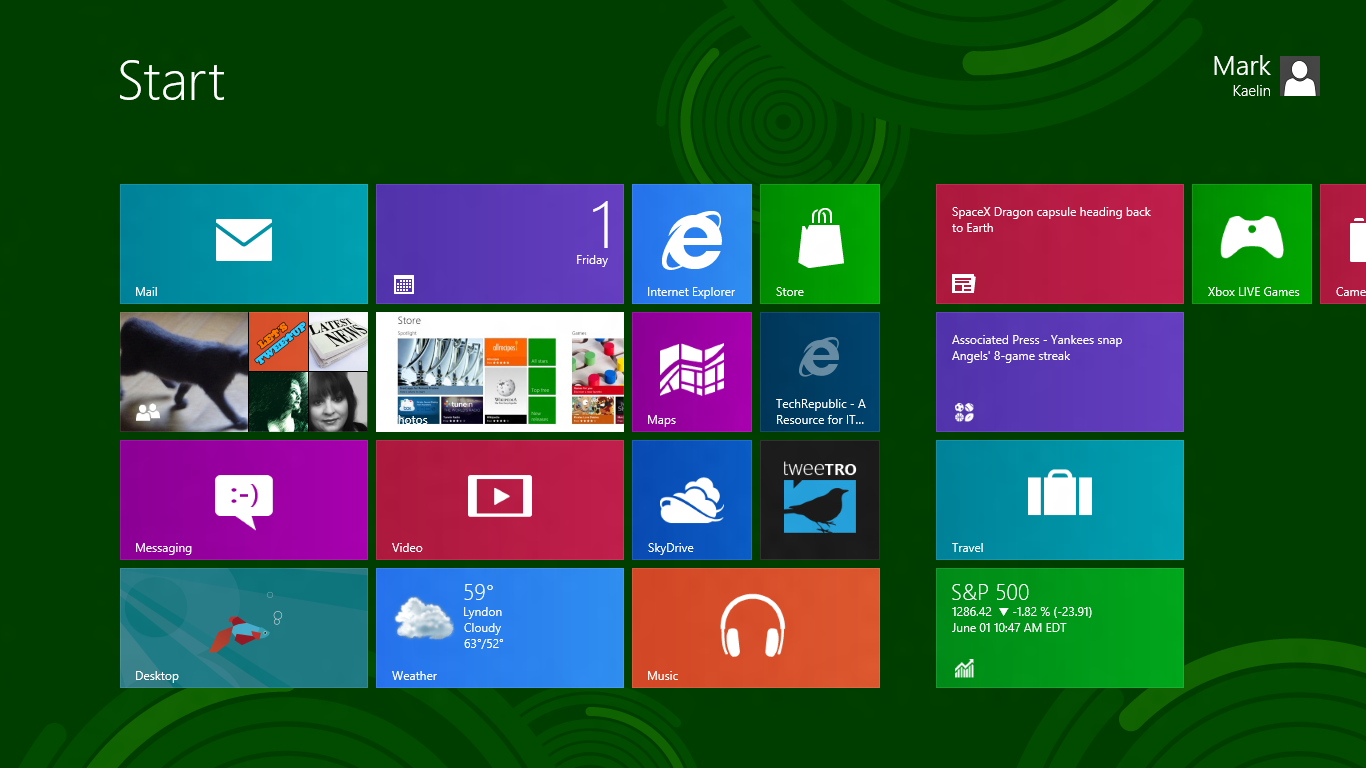 how to bring start palate on desktop in windows 8