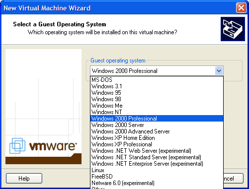 windows 2000 vmware image