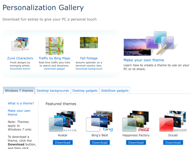 Microsoft Windows Personalization Gallery