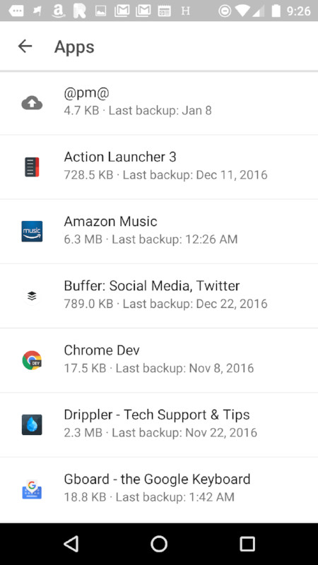 device backups on google drive