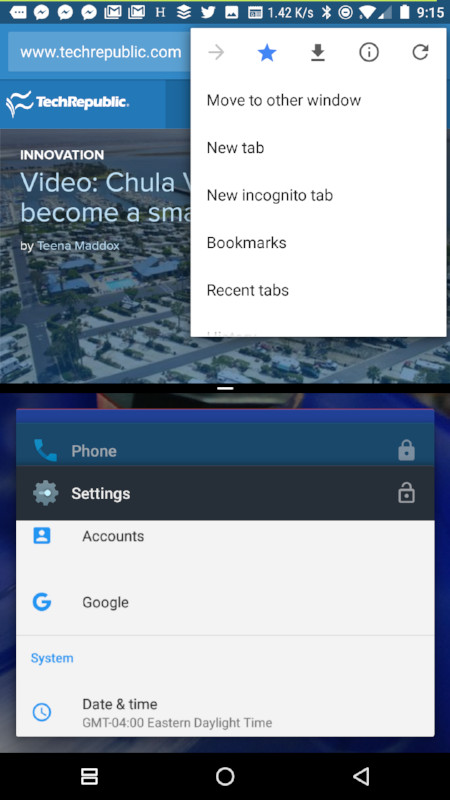 How To View Two Chrome Tabs Side By Side In Android Nougat Techrepublic