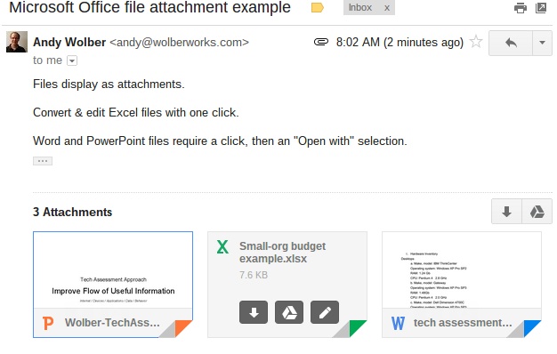 View and edit Microsoft Office file attachments received in Gmail