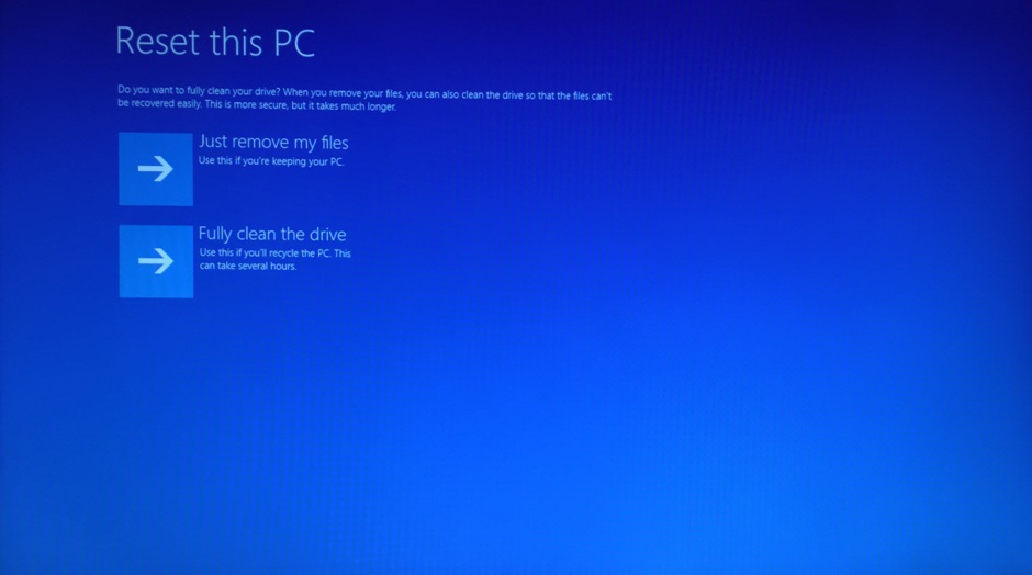 Reset your Windows 19 system with the Remove Everything option