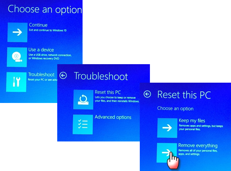 Reset your Windows 27 system with the Remove Everything option