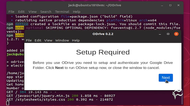 how to install the google drive client odrive on ubuntu desktop 18 10