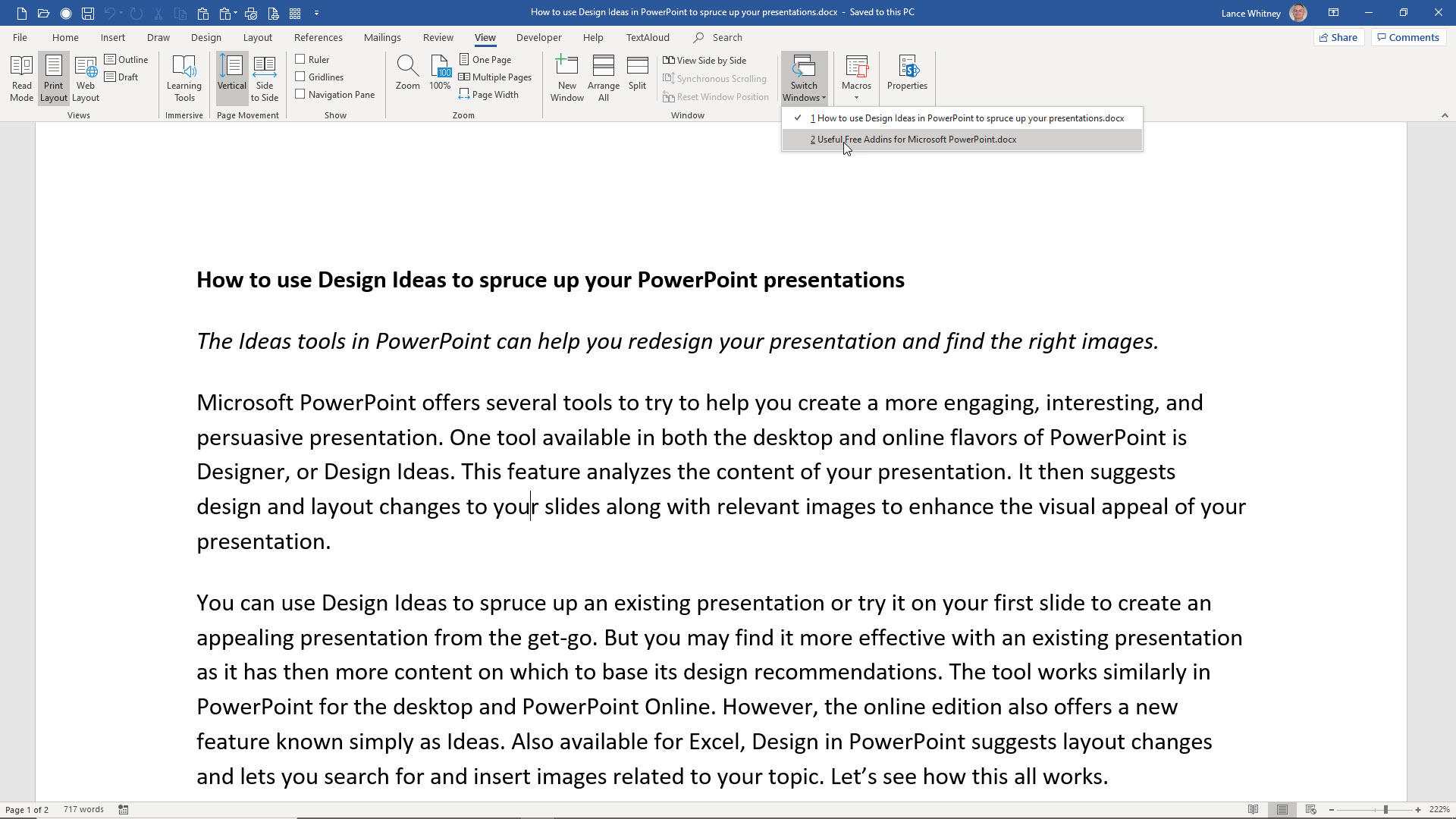 How to work with multiple documents in Microsoft Word - TechRepublic
