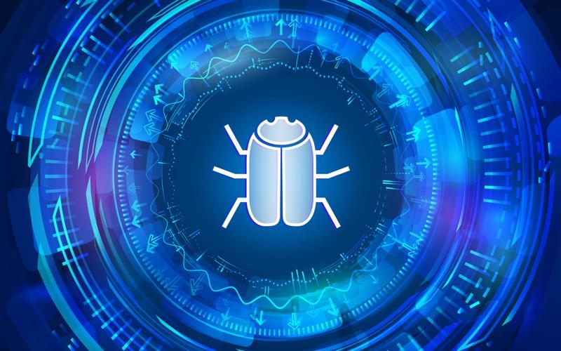 Hacker bug for net  protection. Computer information  defense