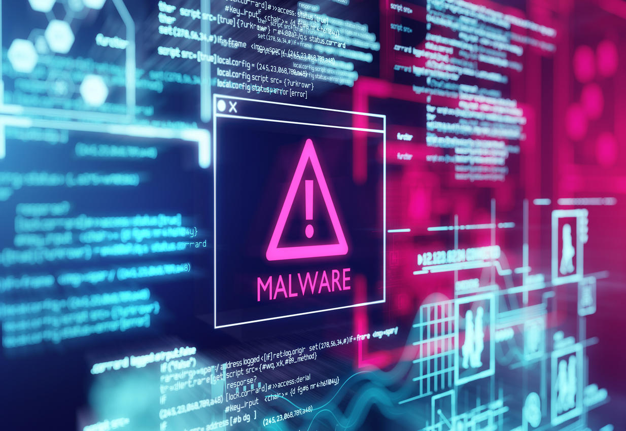 Pantalla de advertencia de malware detectado