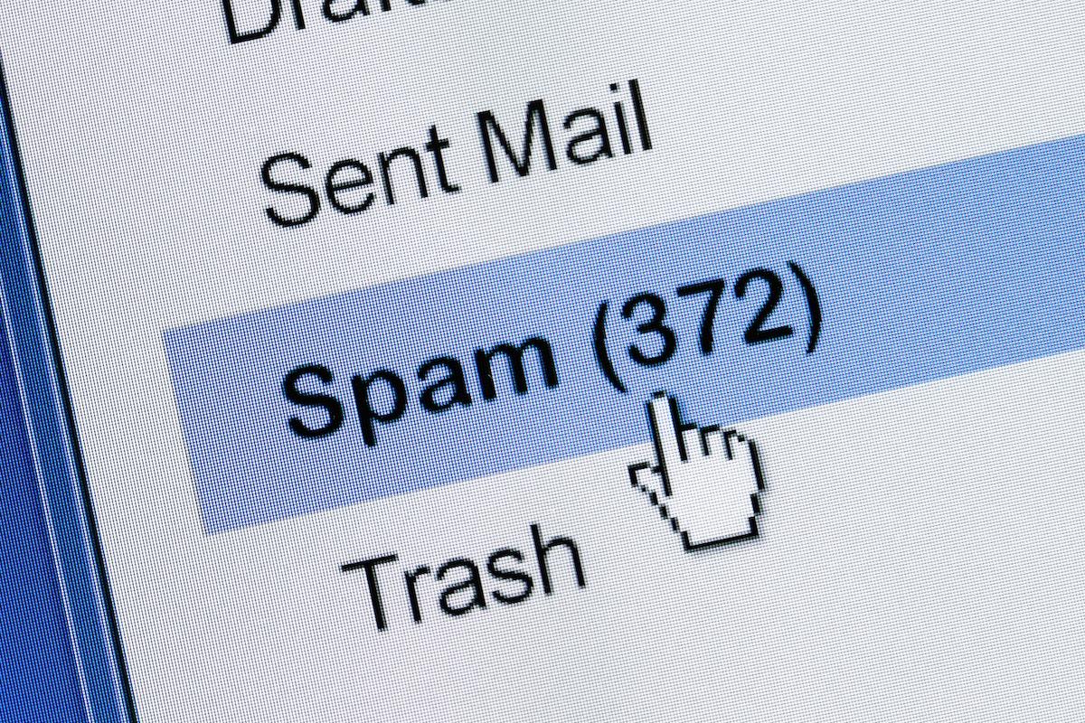 Clicking connected  email spam folder with 372 items