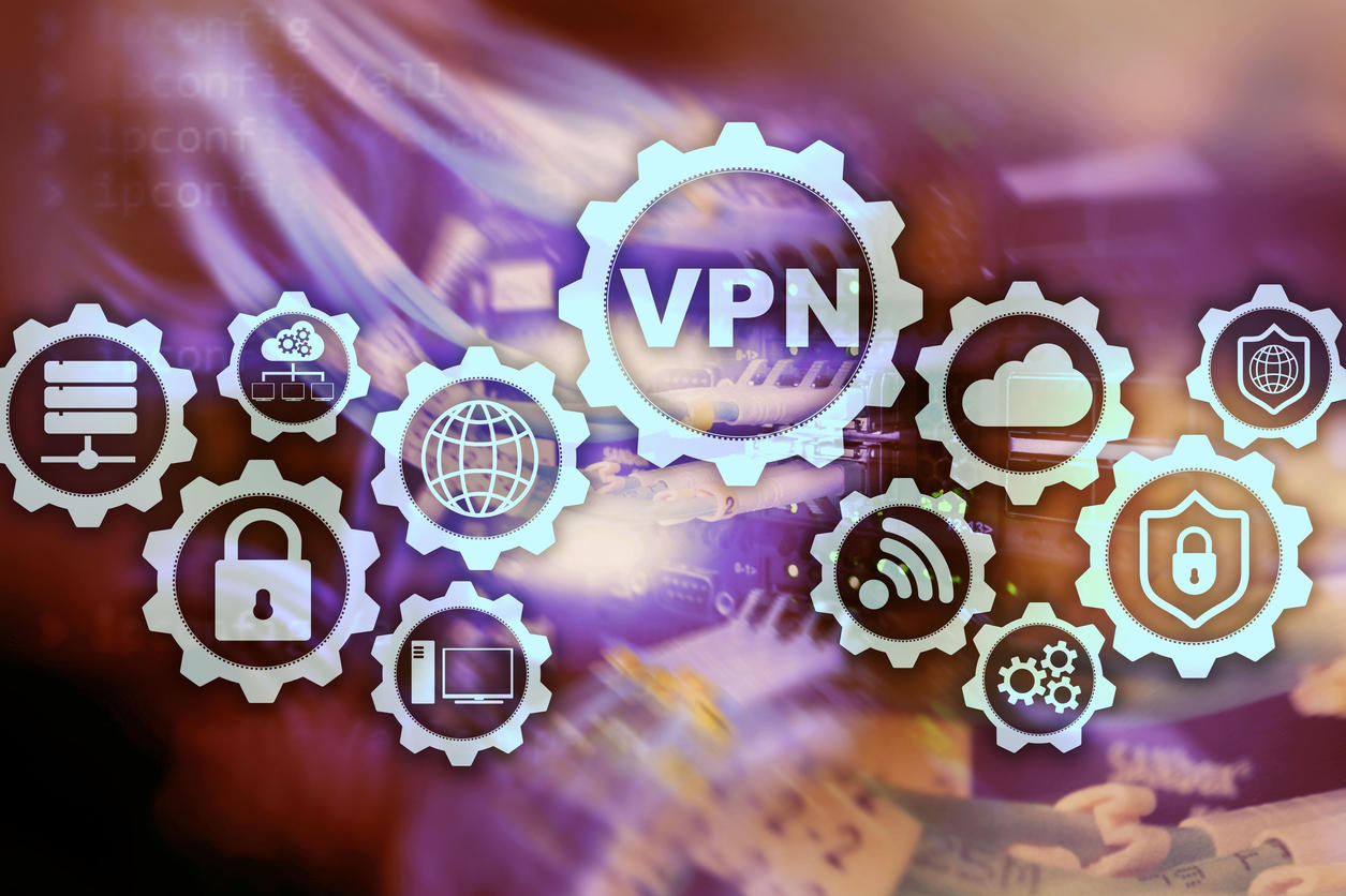  Conexión VPN segura . Red privada virtual o concepto de seguridad de Internet. 