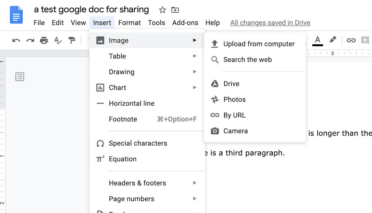 How to add images, tables, and drawings to a Google Doc file