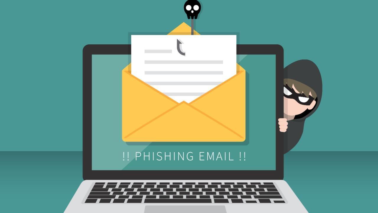email data phishing with cyber thief hide behind laptop computer vector id1164097820 1
