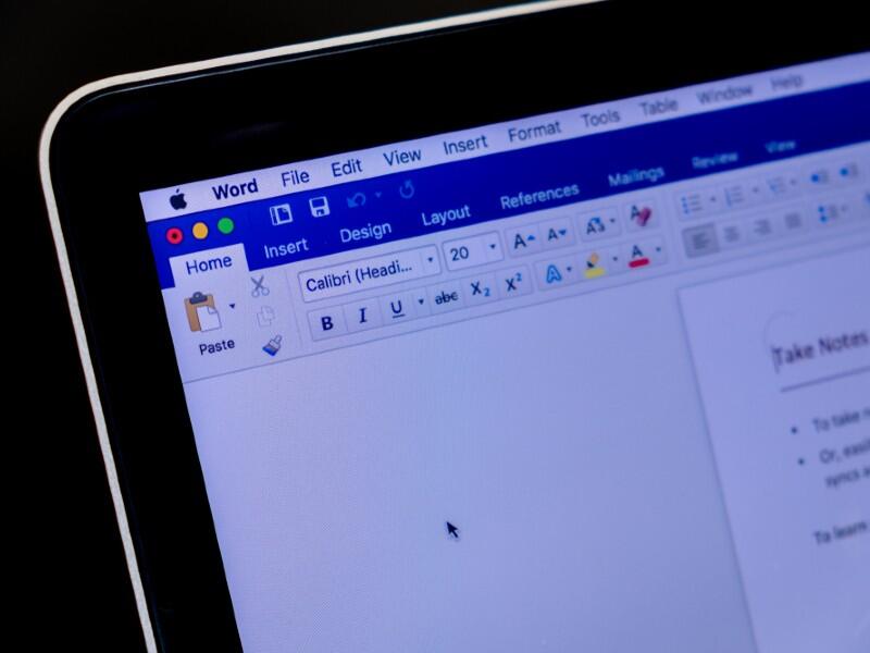 Microsoft Word connected  screen