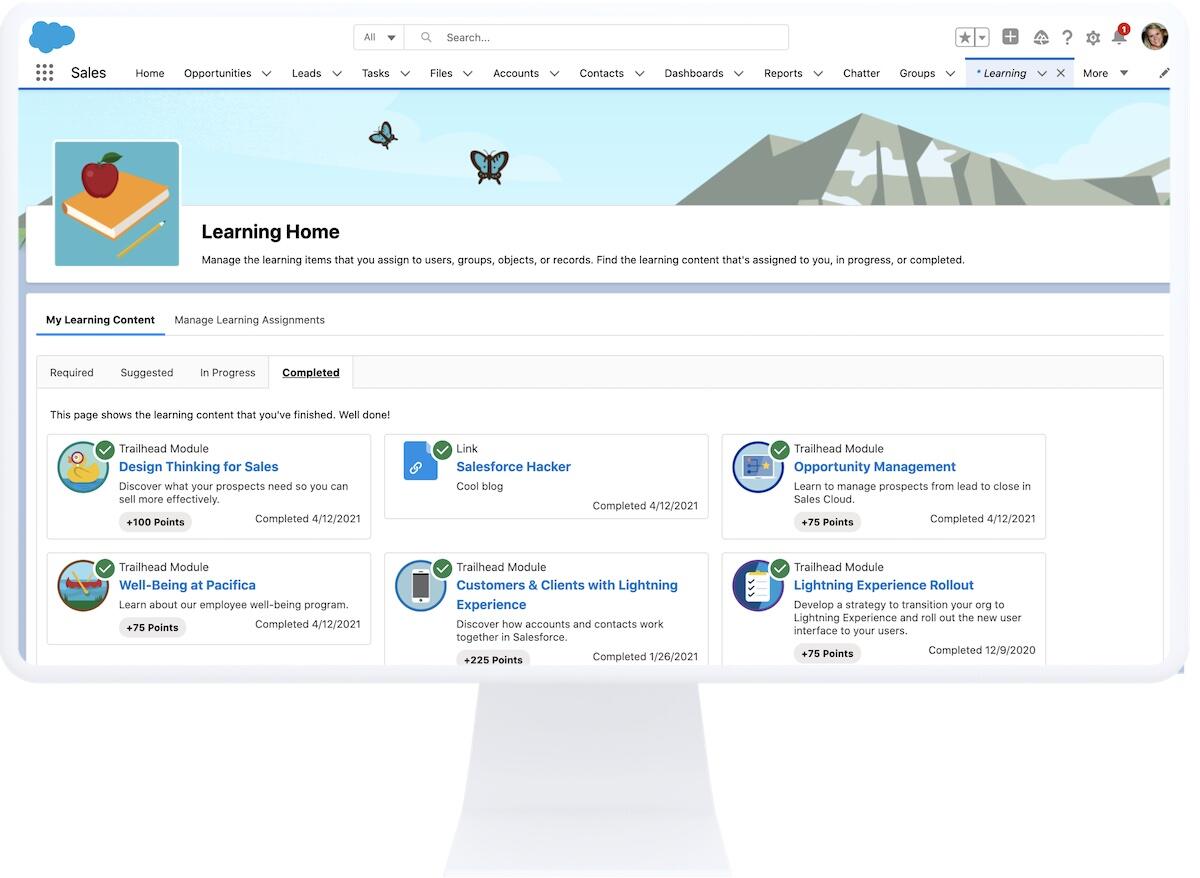 Salesforce Öğrenim Yolları ana ekranı