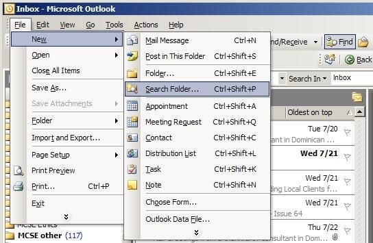 Outlook search folders