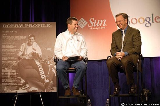 Sun's Scott McNealy joins Google's Eric Schmidt at press event