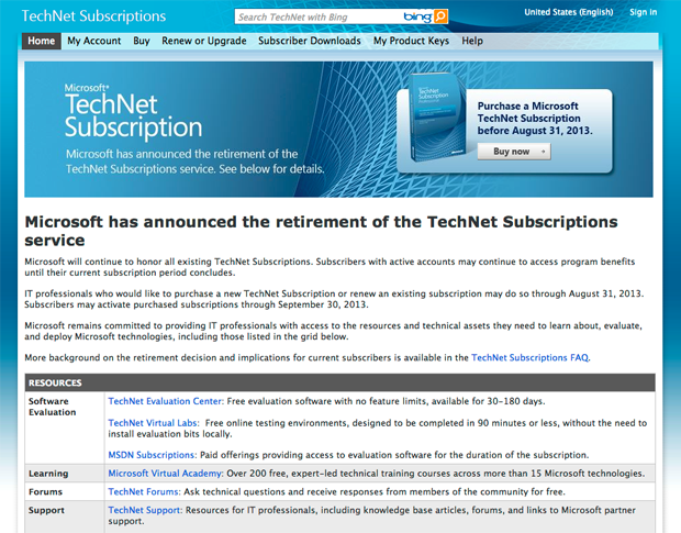 Microsoft TechNet Subscriptions
