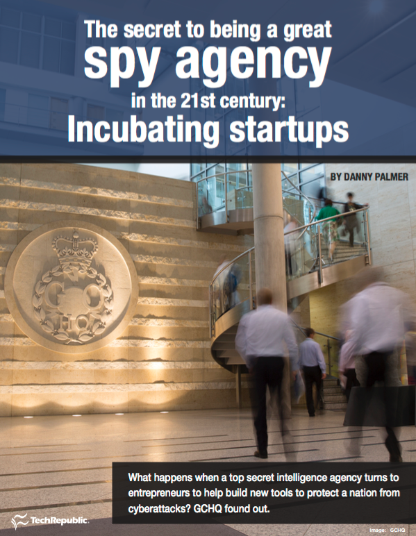 screenshot of TechRepublic GCHQ spy startups cover story