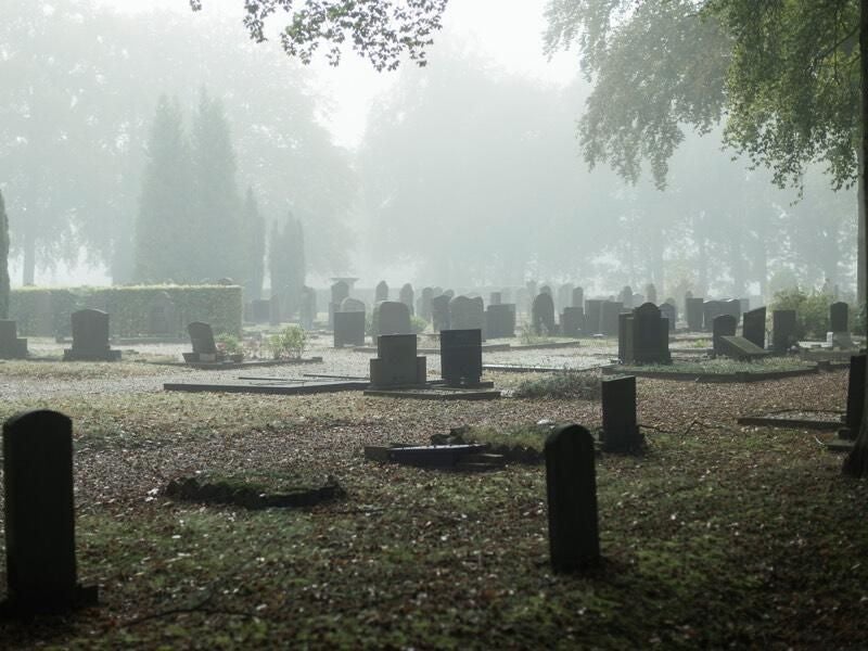 cloudy graveyard