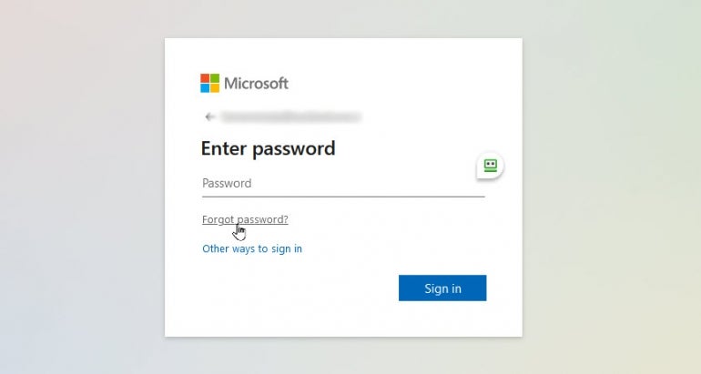 Microsoft login window