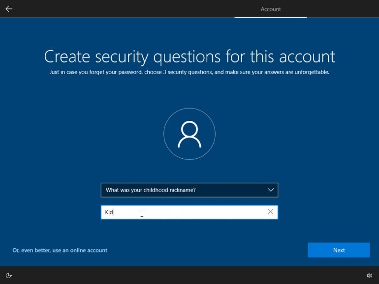 Windows security question window