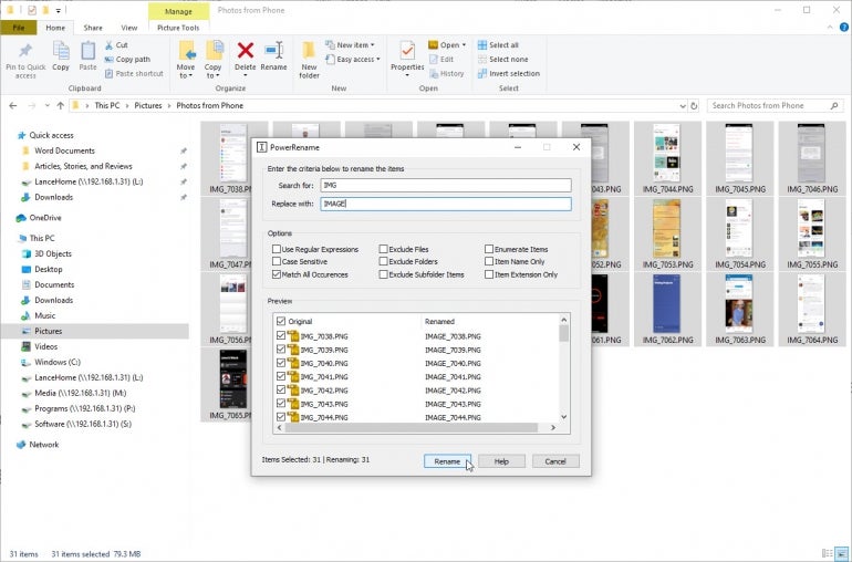 batch rename files in Windows 10 C