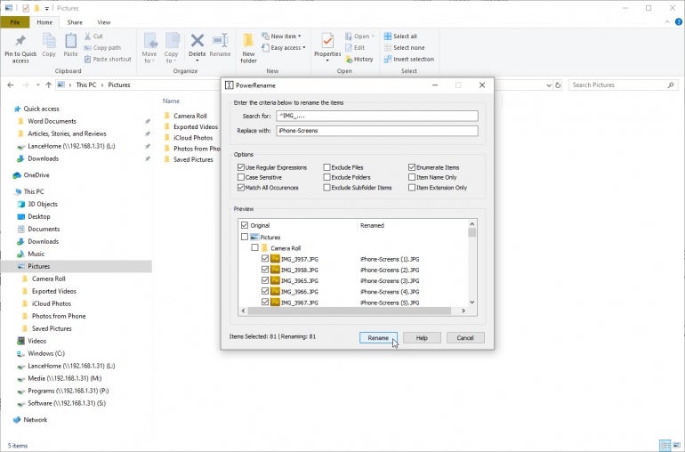 batch rename files in Windows 10 F