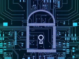 Internet security cyber concept pcb lock futuristic lines background