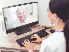 Doctor and senior woman patient, telehealth
