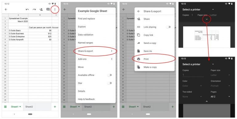 Google Sheets on Android also offers additional options you may adjust.