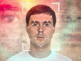 Man face recognition - biometric verification concept
