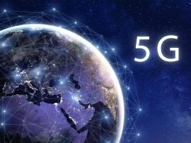 5G wireless mobile internet telecommunication network deployment in the world, high speed data communication technology, global connection around planet Earth with city lights viewed from space