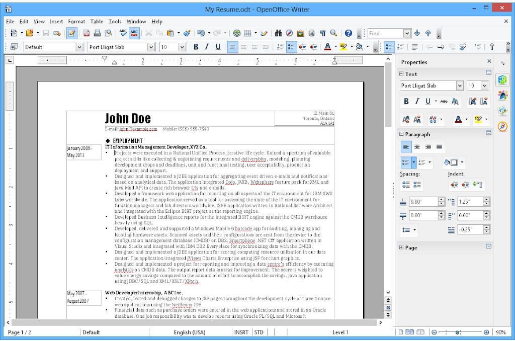 Document on Apache OpenOffice Writer