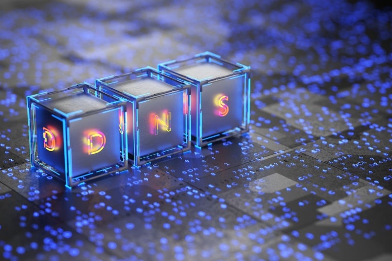 DNS server. DNS network service concept. 3d render.