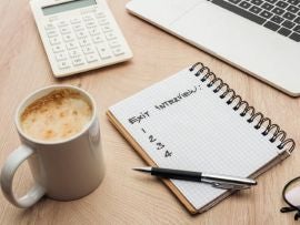 Exit interview checklist and coffee