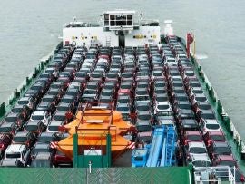 cars on a ship