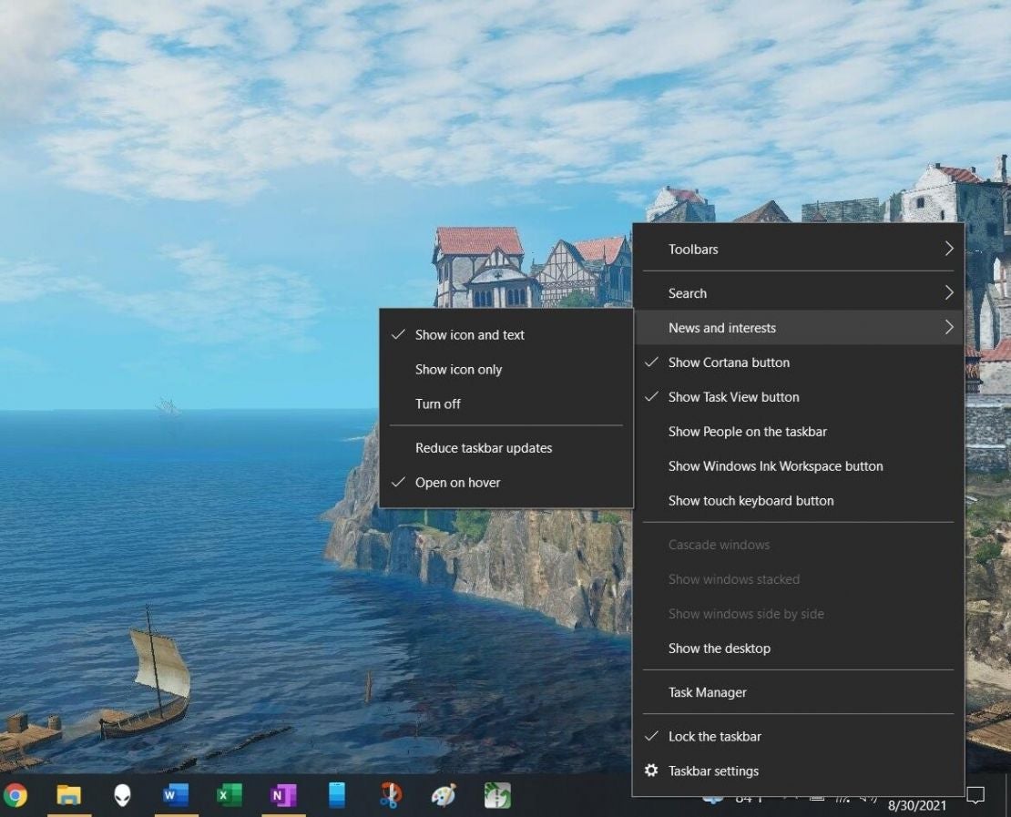 Windows 10 How To Turn Off Or Modify News And Interests In The Taskbar