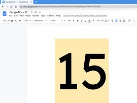 Screenshot of Google Doc with a large "15" highlighted (number in Lexend font)