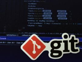Git logo sign with program code on background Illustrative Editorial.