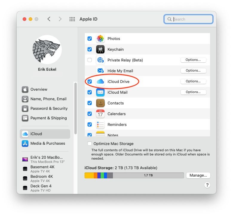 Enable iCloud Drive on a Mac.