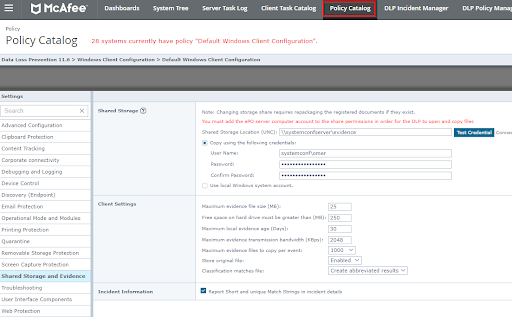 dashboard shot of the McAfee Complete data protection software.