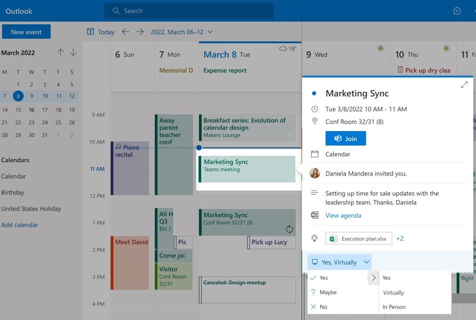 Outlook hybrid worker feature.