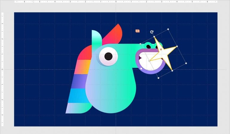 Insert the unicorn illustration and a star shape.