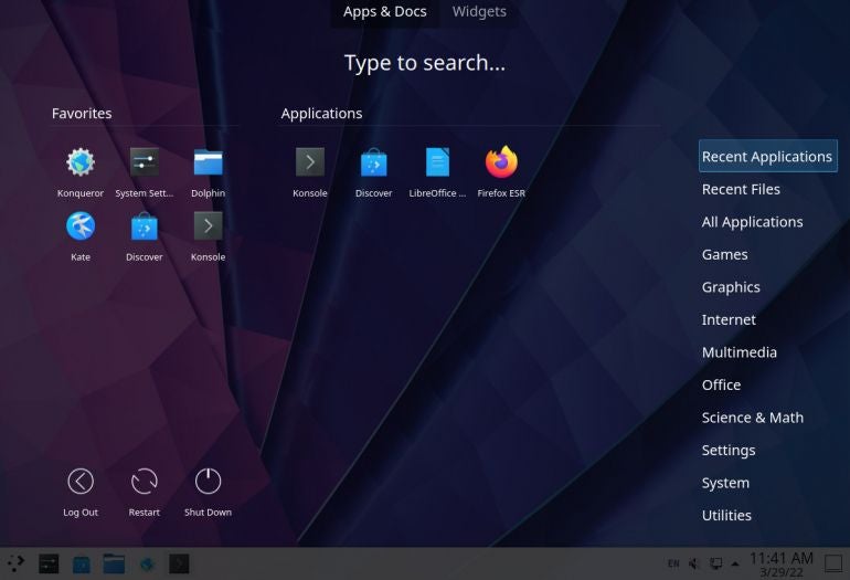 KDE switched from the standard Application Launcher to the Application Dashboard.