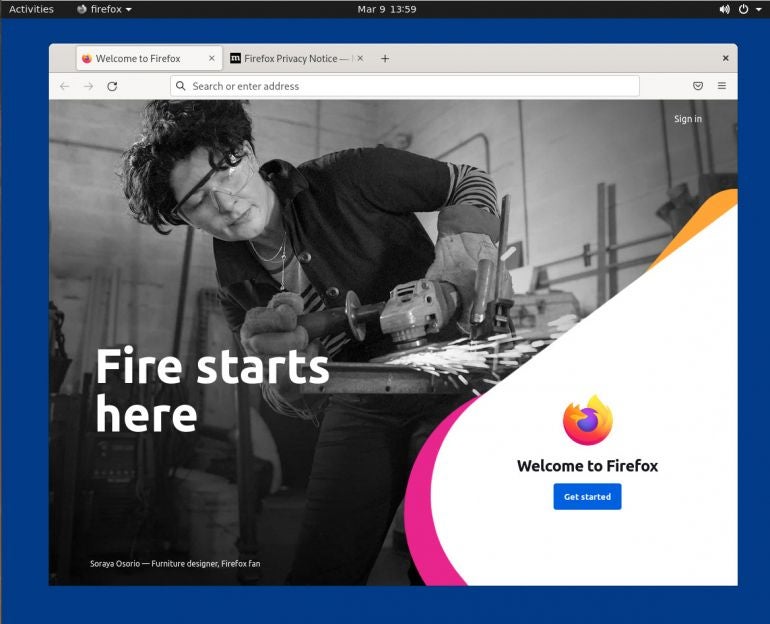 Firefox running on the host, but from the guest.