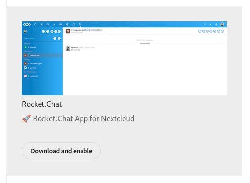 The installation of Rocket.chat in Nextcloud is quite simple.