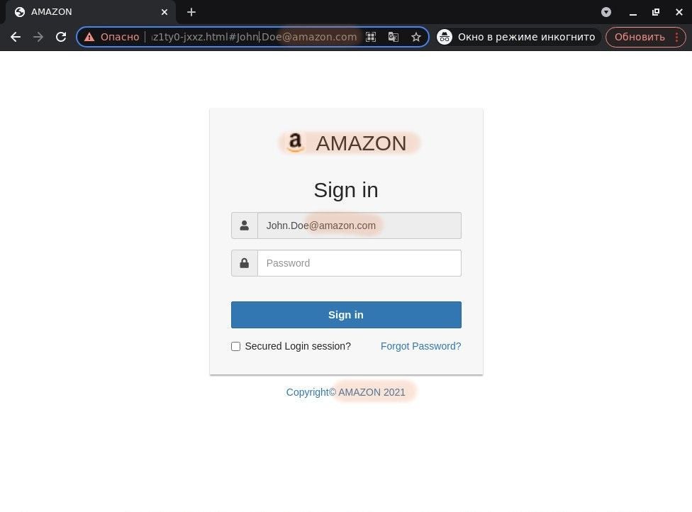 Figure B: Dynamically generated phishing page.