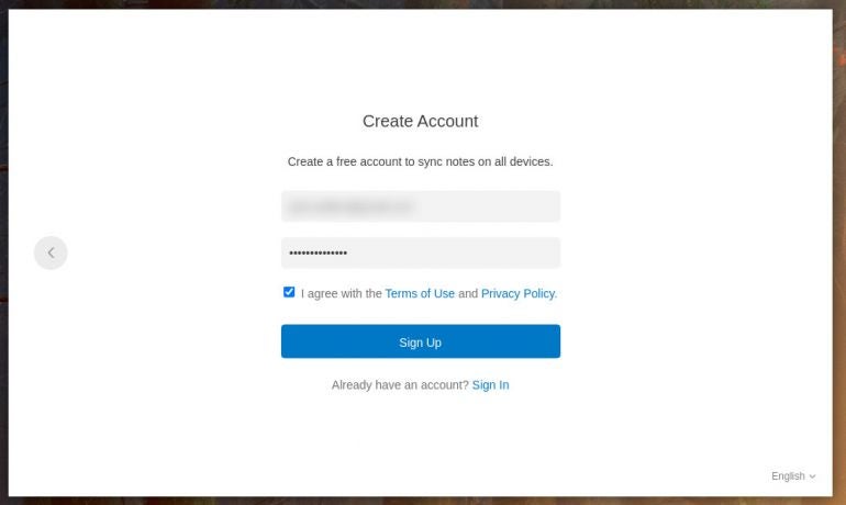 Your email address will be your login name for the Upnote account.